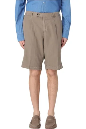 PT Torino Shorts, Herre, , XL, Linned, Sand Linned Plisseret Afslappet Pasform Shorts