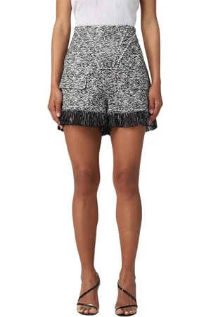 GENNY Shorts, Dame, Flerfarvet, XS, Tweed, Frynse Tweed Shorts med Lommer