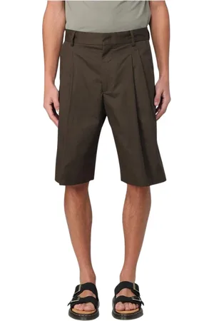 Roberto Collina Shorts, Herre, Brun, S, Bomuld, Stilfulde Plisserede Bomuldsshorts