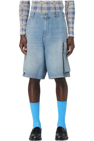 J.W.Anderson Shorts, Herre, Blå, M, Denim, Blå Denim Cargo Shorts med Lommer