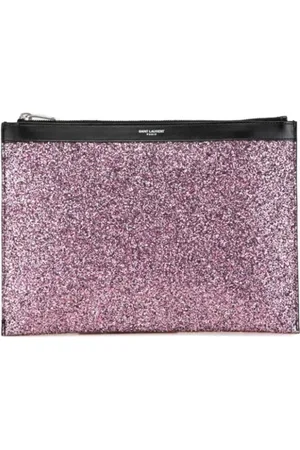 Saint Laurent Pre-owned, Dame, Lyserød, ONE SIZE, Tyl, Pre-owned Canvas clutches