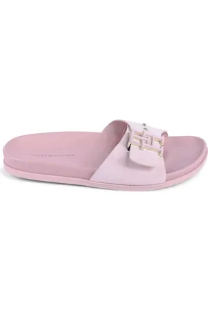Tommy Hilfiger Sko, Dame, Lyserød, 39 EU, Læder, Rosa Læder Spænde Slides