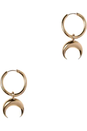 Marine Serre Tilbehør, Dame, Gul, ONE SIZE, Uld, Guld Halvmåne Hoop Øreringe