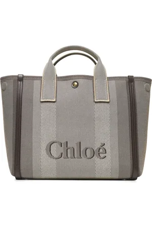 Chloé Taske, Dame, Grå, ONE SIZE, Uld, Brun Stribet Canvas Skuldertaske