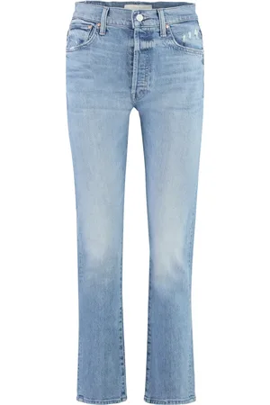 Mother Jeans, Dame, Blå, W24, Bomuld, Slim Fit Distressed Jeans