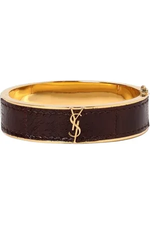 Saint Laurent Tilbehør, Dame, Gul, S, Læder, Præget læder armbånd smykker