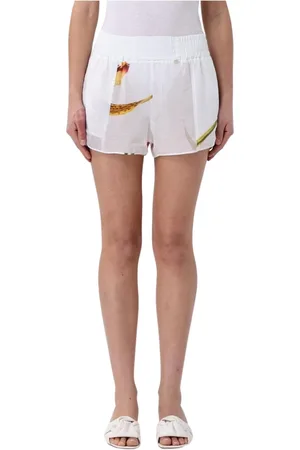 GENNY Shorts, Dame, Hvid, M, Linned, Blomstret Linnedshorts