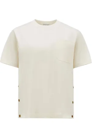 Moncler Top, Dame, Hvid, S, Bomuld, Hvide T-shirts og Polos med Snapknap