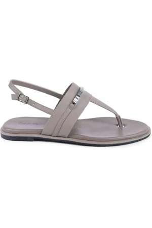 Calvin Klein Sko, Dame, Grøn, 40 EU, Læder, Khaki Læder Tåremssandaler