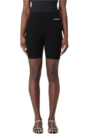Jil Sander Shorts, Dame, Sort, M, Bomuld, Creme Ribstrik Cykelshorts