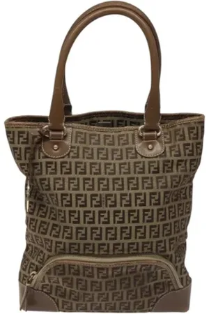 Fendi Pre-owned, Dame, Brun, ONE SIZE, Tyl, Pre-owned canvas håndtasker