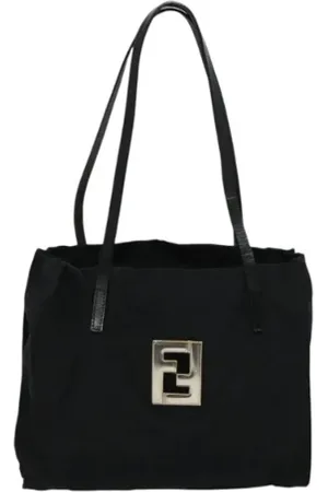 Fendi Pre-owned, Dame, Sort, ONE SIZE, Tyl, Pre-owned canvas håndtasker