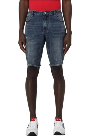 Armani Exchange Shorts, Herre, Blå, W34, Uld, Slidte Denim Shorts Stilfuld Behagelig Pasform