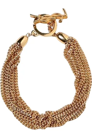 Saint Laurent Tilbehør, Dame, Gul, S, Uld, Elegant MultiStrand Chain Bracelet