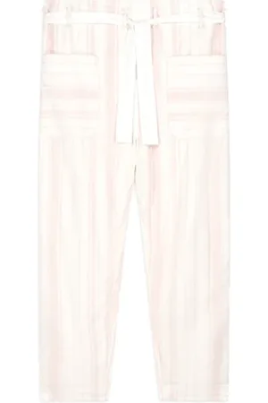 LAURENCE BRAS Bukser, Dame, Hvid, M, Bomuld, Stribet Bomuld Tapered Bukser