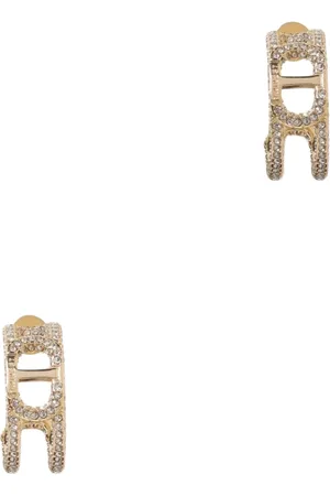 Twin-Set Tilbehør, Dame, Grå, ONE SIZE, Uld, Krystal Hoop Øreringe
