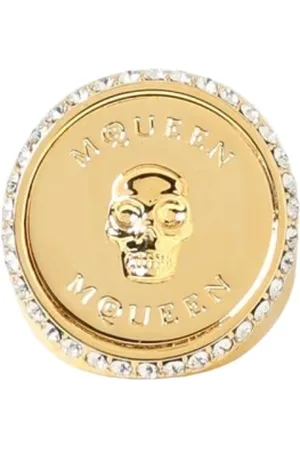 Alexander McQueen Tilbehør, Dame, Gul, 50 MM, Krystal Dødninge Seglrings