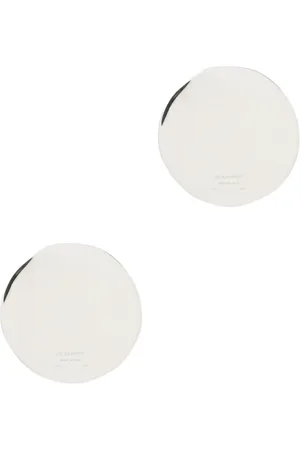 Jil Sander Tilbehør, Dame, Grå, ONE SIZE, Minimalistiske Sølv Disc Øreringe