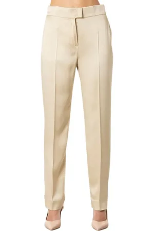 Max Mara Bukser, Dame, , M, Satin, Satin cigaretbukser i elfenben