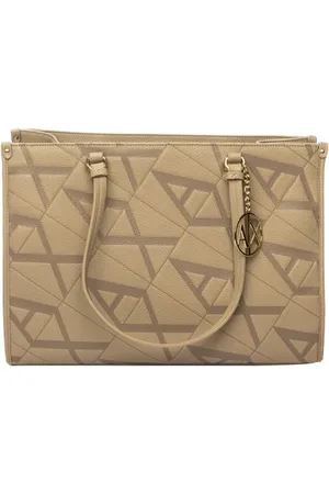 Armani Exchange Taske, Dame, Brun, ONE SIZE, Læder, Brun lædertaske med gyldne detaljer