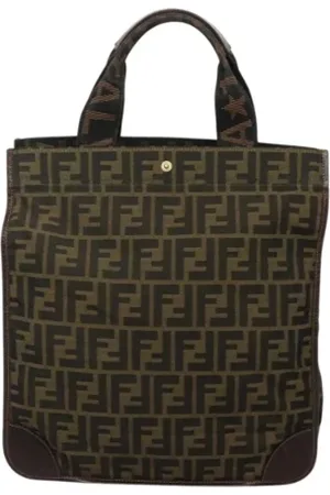 Fendi Pre-owned, Dame, Brun, ONE SIZE, Tyl, Pre-owned canvas håndtasker