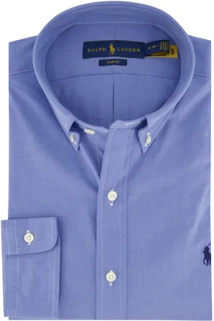 Ralph Lauren Skjorte, Herre, Blå, XL, Bomuld, Afslappet Blå Skjorte Slim Fit Bomuld