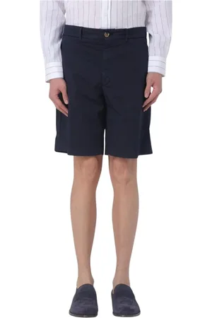 Brunello Cucinelli Shorts, Herre, Blå, XL, Bomuld, Blå Bomuldsshorts til Mænd