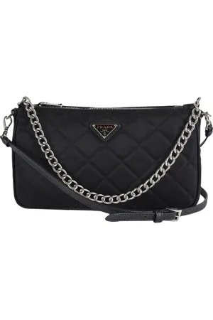 Prada Taske, Dame, Sort, ONE SIZE, Uld, Quiltet Kæde Skuldertaske