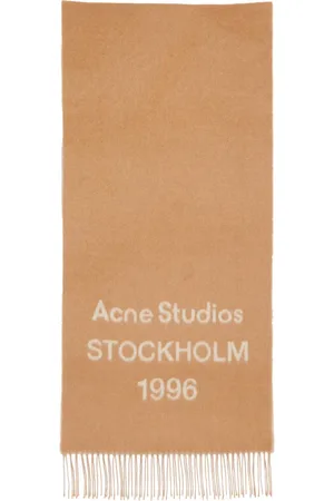 Acne Studios Tilbehør, unisex, Brun, ONE SIZE, Uld, Brun Uldtørklæde med Frynser