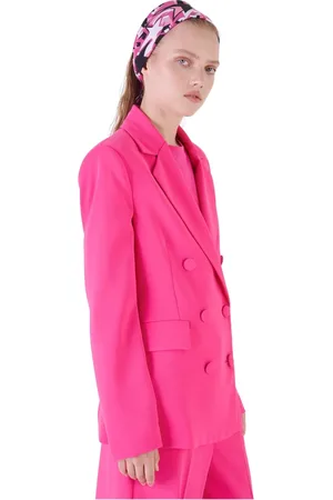 Silvian Heach Jakke, Dame, Lyserød, L, Polyester, Tætsiddende dobbeltradet blazer