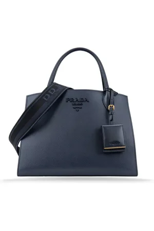 Prada Taske, Dame, Blå, ONE SIZE, Uld, Stilfuld skuldertaske med automatisk knap