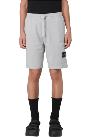 Stone Island Shorts, Herre, Grå, XS, Bomuld, Fleksible Grå Shorts til Fritid