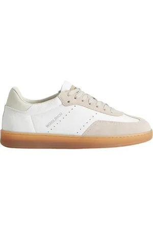 Woolrich Sko, Dame, Hvid, 37 EU, Læder, Hvide lædersneakers med beige detaljer