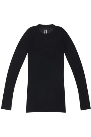 Rick Owens Top, Herre, Sort, L, Bomuld, Sort Rib Jersey T-shirts og Polos