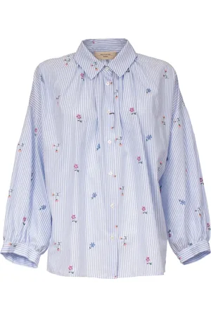 Max Mara Bluser & Skjorter, Dame, Blå, XS, Bomuld, Broderet Poplin Skjorte