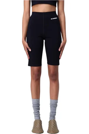 Jil Sander Sport, Dame, Sort, S, Bomuld, Sort Logo Detalje Cykelshorts