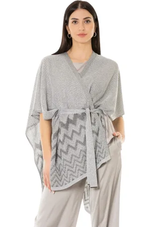 D.EXTERIOR Jakke, Dame, Grå, S, Polyester, Luksus degradè poncho med aftageligt bælte