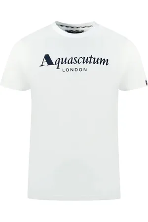 Aquascutum Top, Herre, Hvid, L, Bomuld, Bomuldst-shirt med Union Jack-flag