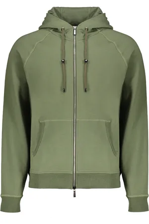 MOORER Sweathshirts & Hoodies, Herre, Grøn, L, Bomuld, Justerbar hættetrøje med ribkanter
