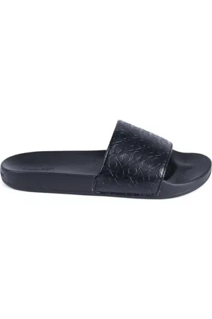 Calvin Klein Sko, Dame, Sort, 41 EU, Polyester, Sort Monogram Slides Afslappet Fodtøj