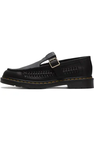 Dr. Martens Sko, Herre, Sort, 43 EU, Læder, Sorte T Bar Sko med Læderflet