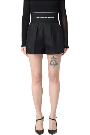 Alexander Wang Shorts, Dame, Sort, 2XS, Sorte Plisserede Shorts