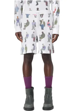 J.W.Anderson Shorts, Herre, Hvid, L, Bomuld, Minimalist Hvide Print Shorts til Mænd