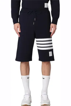 Thom Browne Shorts, Herre, Blå, L, Bomuld, Marine Stribe Sweatshorts