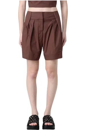 FEDERICA TOSI Shorts, Dame, Brun, XS, Bomuld, Brun Plisserede Bomuldsshorts