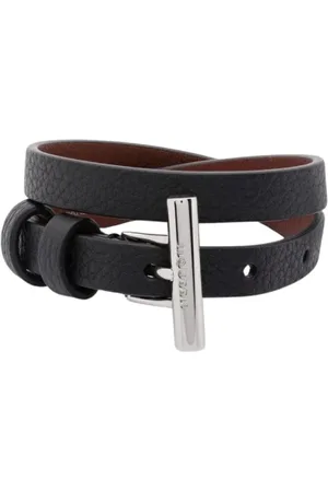 Alexander McQueen Tilbehør, Dame, Sort, ONE SIZE, Uld, Stilfuldt læder wrap armbånd