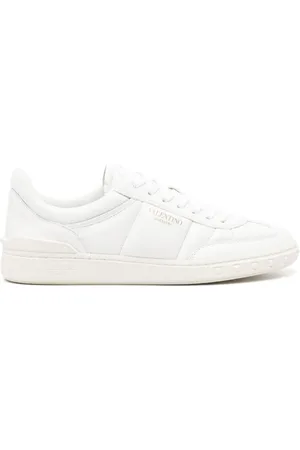 VALENTINO Sko, Dame, Hvid, 41 EU, Læder, Hvide Læder Lav-Top Sneakers