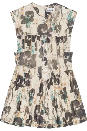 Ganni Kjole, Dame, , S, Polyester, Kjole med Asymmetrisk Hem og Korset