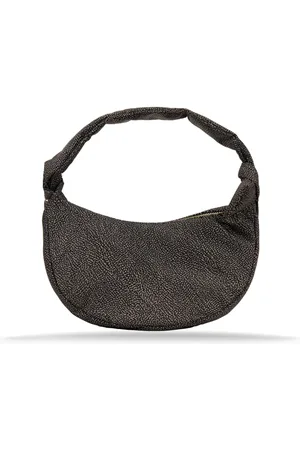 Borbonese Taske, Dame, Brun, ONE SIZE, Uld, Animalier Skuldertaske med læderkant