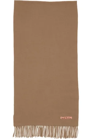 Acne Studios Tilbehør, unisex, Brun, ONE SIZE, Uld, Brun Uldtørklæde med Frynser
